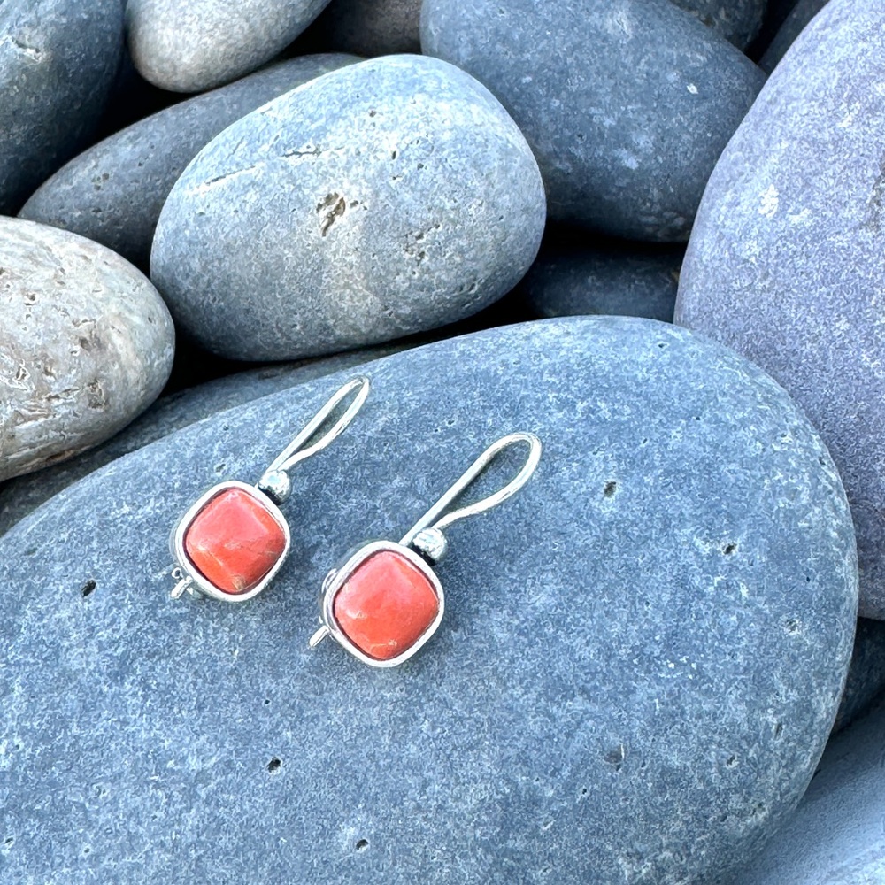SUNDANCE orange copper turquoise earrings sterling silver gemstone stone gem - Picture 4 of 5